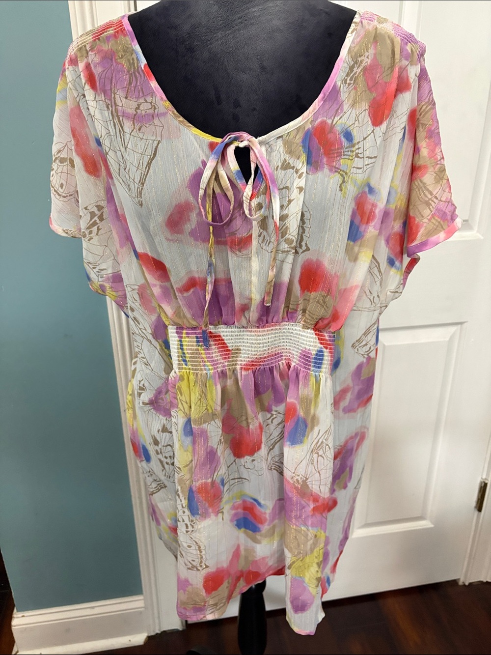 Lane Bryant Floral Sheer Tunic - Multicolor With Butterflies
